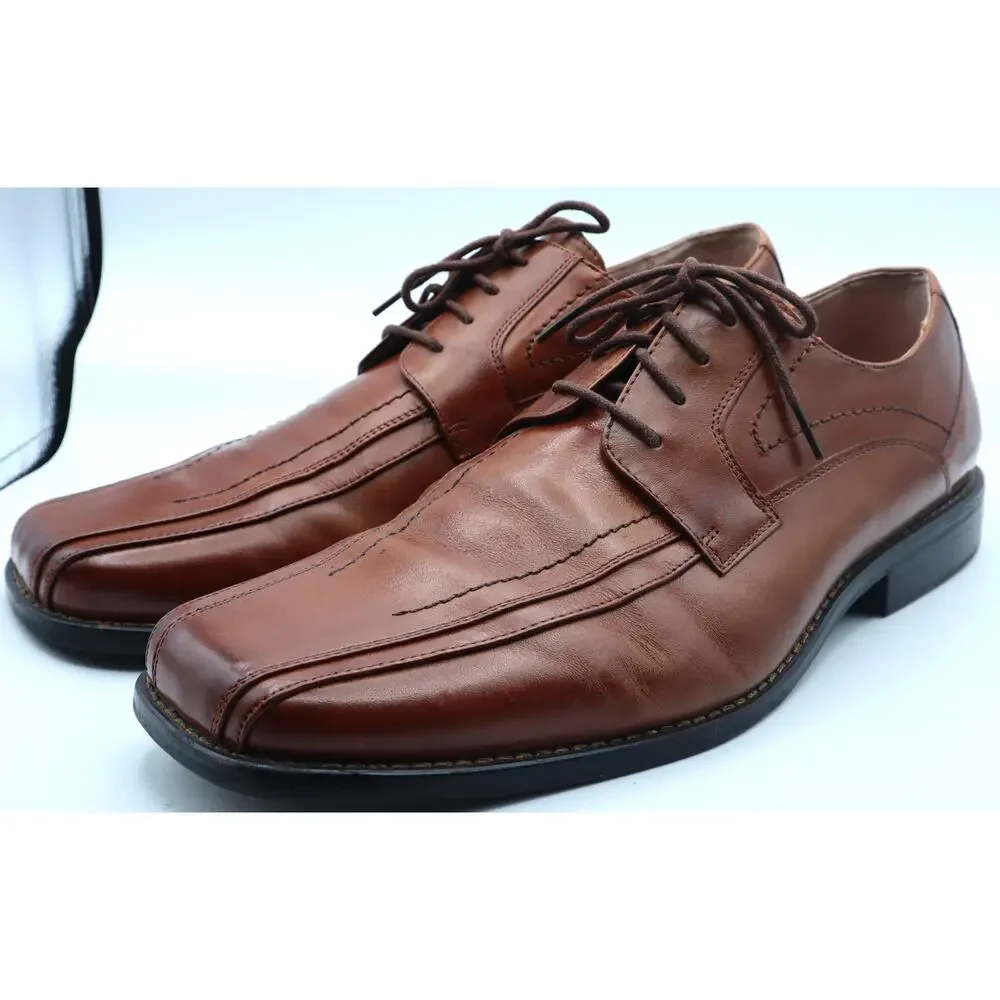 Stacy Adams SQUARE TOE Brown Leather Oxford Dress Shoe Men 12 Lace Up Work